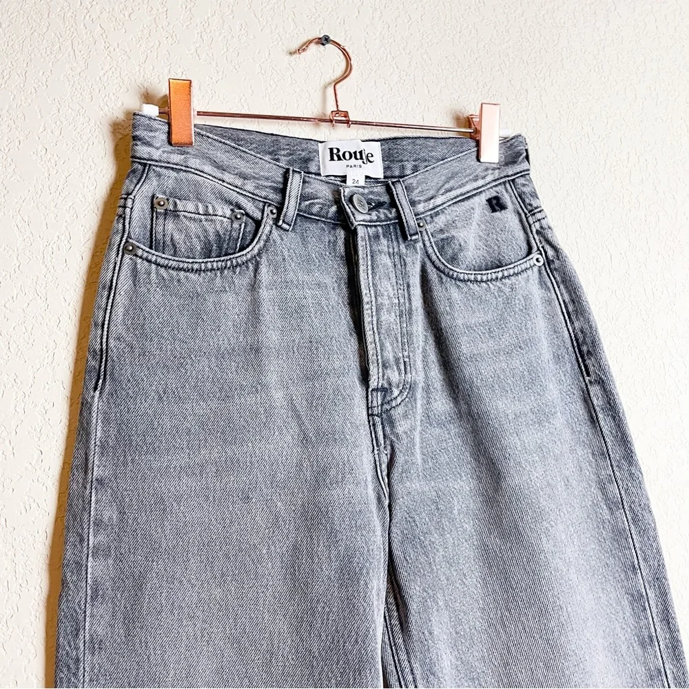Rouje Marais Straight Leg Jeans Light Grey Wash Size 24 - Picture 6 of 12